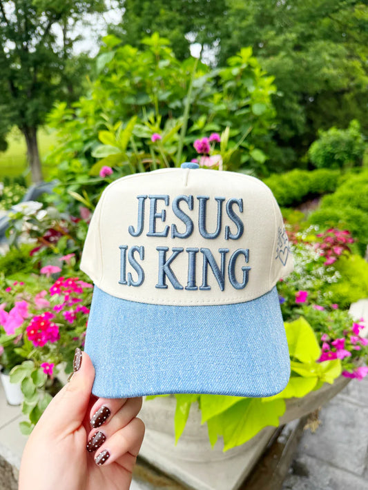 Jesus Is King Puff Embroidered Hat