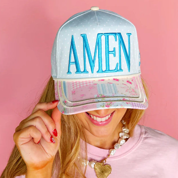 Floral Amen Puff Embroidered Hat