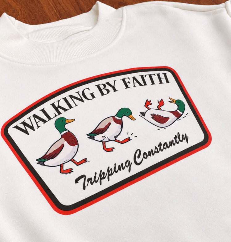 Walking By Faith Tripping Constantly Mockneck Sweatshirt