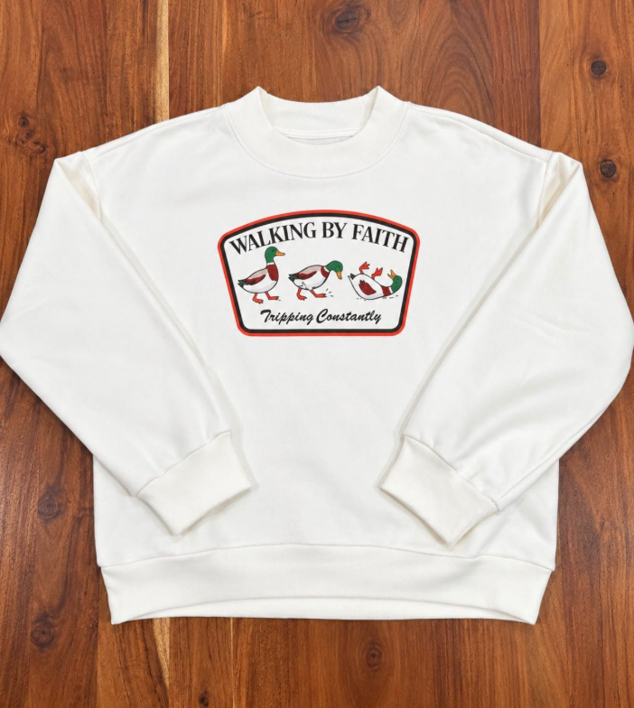 Walking By Faith Tripping Constantly Mockneck Sweatshirt