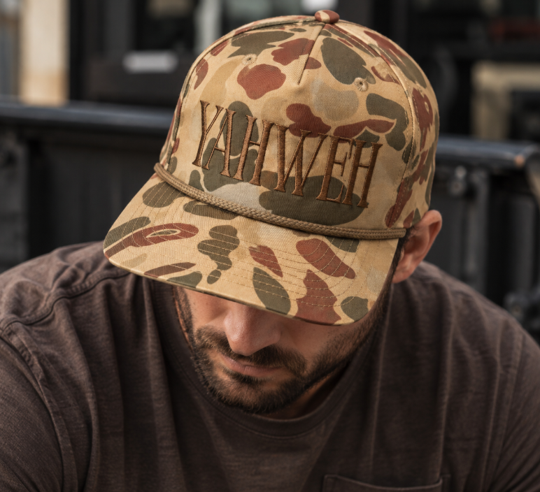 YAHWEH Duck Camo Embroidered Rope Hat