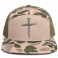 Three Nails Cross Embroidered Duck Camo Snapback Hat