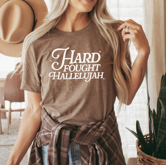Hard Fought Hallelujah - Christian Shirt - Jesus Tee - Christian Apparel - Christian Gift (8-5:7_