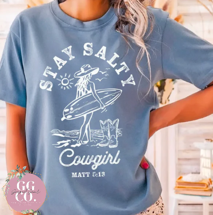 Salty Cowgirl - Christian Shirt - Christian Apparel - Graphic Tee - Christian Gift (9-20)