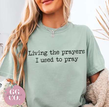 Living The Prayers I Used To Pray - Christian Shirt - Christian Apparel - Graphic Tee - Christian Gift (6:19)