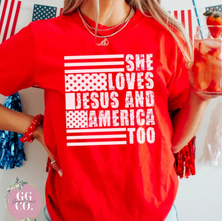 She Loves Jesus - Christian Shirt - Christian Apparel - Graphic Tee - Christian Gift (9-9)