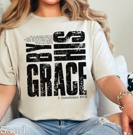 By His Grace - Christian Shirt - Christian Apparel - Graphic Tee - Christian Gift (9-2)