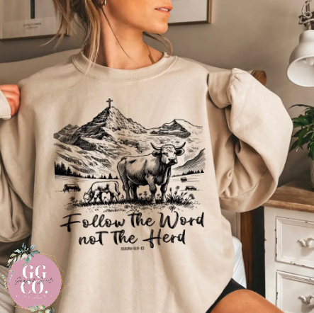 Follow The Word Not The Herd  - Christian Graphic Tee - Christian Apparel - Christian Gift (3-14)