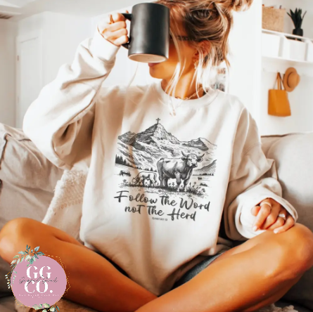 Follow The Word Not The Herd  - Christian Graphic Tee - Christian Apparel - Christian Gift (3-14)