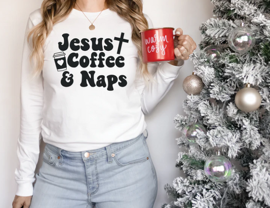Jesus Coffee And Naps -  Christian Shirt - Christian Apparel - Graphic Tee - Christian Gift (1-23)