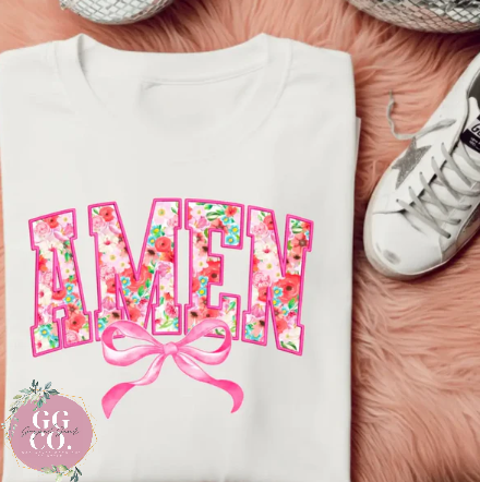 Amen Bow -  Christian Shirt - Christian Apparel - Graphic Tee - Christian Gift (1-24)