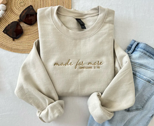 Made For More Embroidered Shirt, Embroidered Shirt, Christian Embroidered Shirt, Christian Gift