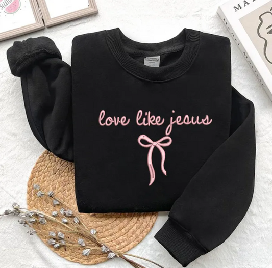 Love Like Jesus Bow Embroidered Shirt, Embroidered Shirt, Christian Embroidered Shirt, Christian Gift