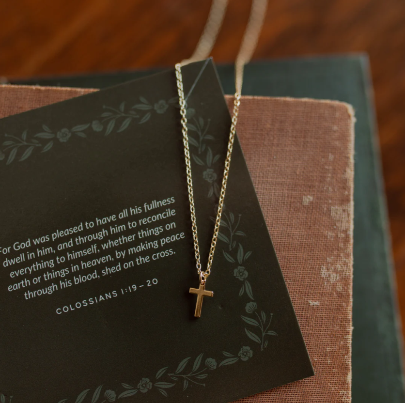 Cross Necklace - Christian Necklace - 18k Gold Necklace (I1)
