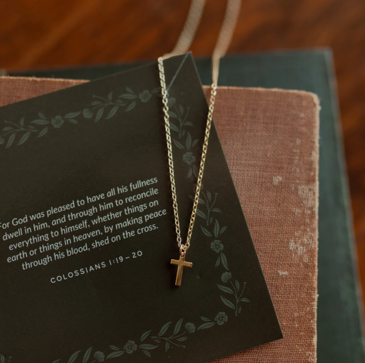 Cross Necklace - Christian Necklace - 18k Gold Necklace (I1)