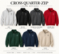 Embroidered Three Nails Cross Quarter-Zip Sweatshirt | Unisex Christian Pullover