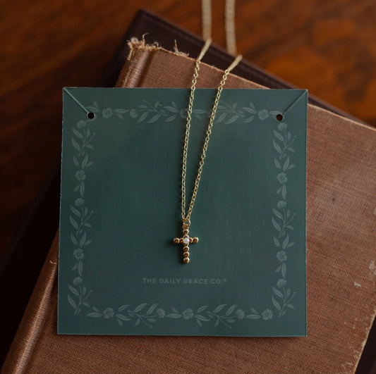 Dainty Cross Necklace - Christian Necklace - 18k Gold Necklace (I1)