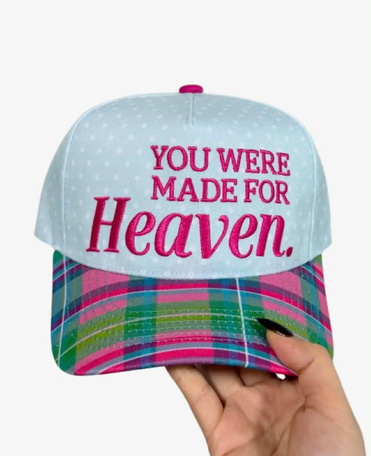 You Were Made For Heaven Plaid Bill Embroidered Hat
