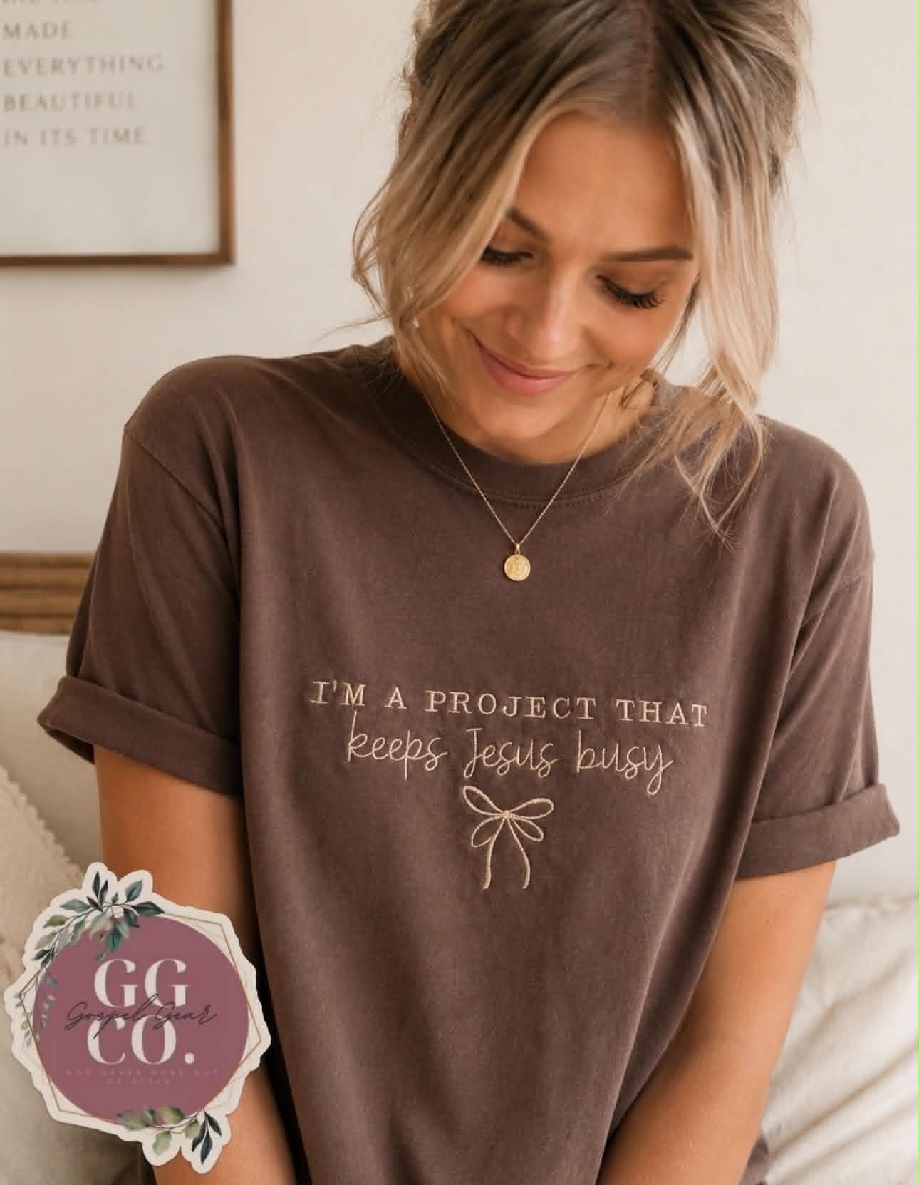 Im A Project That Keeps Jesus Busy Embroidered Shirt - Embroidered Christian Shirt