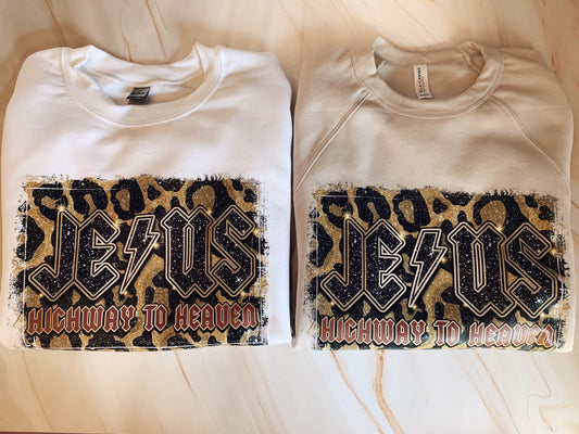 Christian Pullover - Cheetah Highway To Heaven - Jesus Pullover - Trendy Christian Pullover - Christian Gift - Christian Apparel (B2)