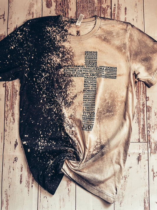Christian Tee - Bible Chapter Cross - Bleached Christian Tee - Jesus Tee - Christian Apparel - Bleached Graphic Tee - Christian Gift (B6)
