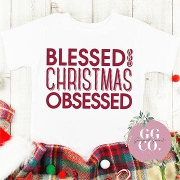 Christmas Youth Tee - Blessed & Christmas Obsessed - Christian Youth Tee - Jesus Christmas Shirt - Christmas Gift - Youth Shirt (2-9)