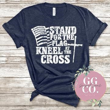 Christian Patriotic Shirt - Stand For The Flag - Christian Tee - Patriotic Tee - Flag Tee - Christian Gift - Christian Graphic Tee (10-1)