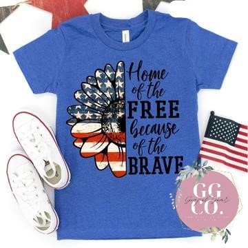 Christian Youth Tee - Home Of The Free - Youth Shirt - Jesus Youth Shirt - Christian Youth Shirt - Christian Gift (3-16)