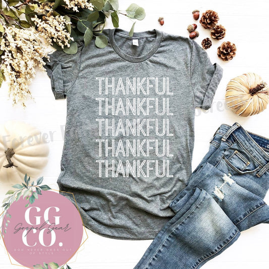 Christian Tee - Thankful Thankful Thankful - Bleached Christian Tee - Jesus Tee - Christian Apparel - Bleached Graphic Tee (10-3)