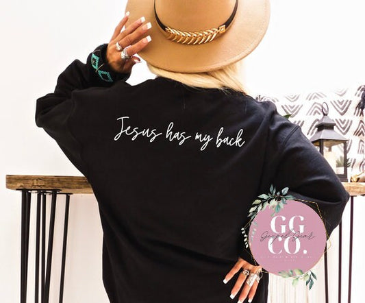 Christian Pullover - Jesus Has My Back - Jesus Pullover - Trendy Christian Pullover - Christian Gift - Christian Apparel (4-6)