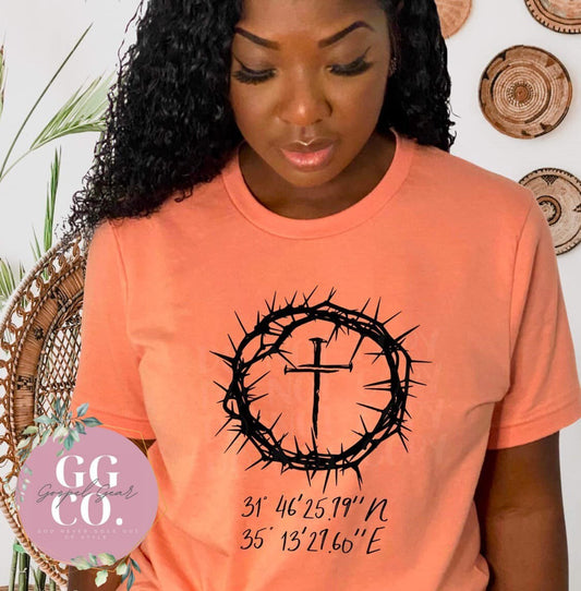 Christian Tee - Golgotha - Bleached Christian Tee - Jesus Tee - Christian Apparel - Bleached Graphic Tee - Christian Gift (2-16)