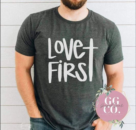 Christian Tee - Love First - Bleached Christian Tee - Jesus Tee - Christian Apparel - Bleached Graphic Tee - Christian Gift (0-2)