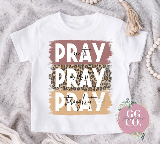 Christian Youth Tee - Pray On It Pray Through It - Youth Shirt - Jesus Youth Shirt - Christian Youth Shirt - Christian Gift (3-15)