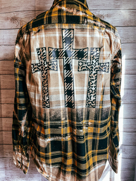 Distressed Bleached Flannel - Christian Flannel - Jesus Flannel - Christian Gift - Trendy Bleached Flannel - Fall Flannel - Flannel - Jacket