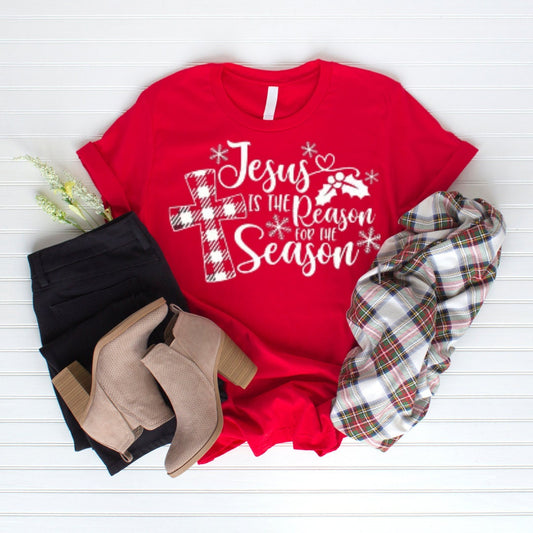 Christian Christmas Tee - Jesus Is The Reason For The Season - Christmas Shirt - Christmas Graphic Tee - Christian Gift (6-7)