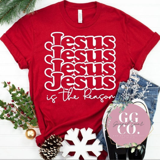 Christian Christmas Tee - Jesus Is The Reason For The Season - Christmas Shirt - Christmas Graphic Tee - Christian Gift (5-11)