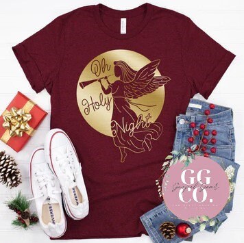 Christian Christmas Tee - Oh Holy Night - Christmas Shirt - Christmas Graphic Tee - Christian Gift - Jesus Graphic Tee (3-8)