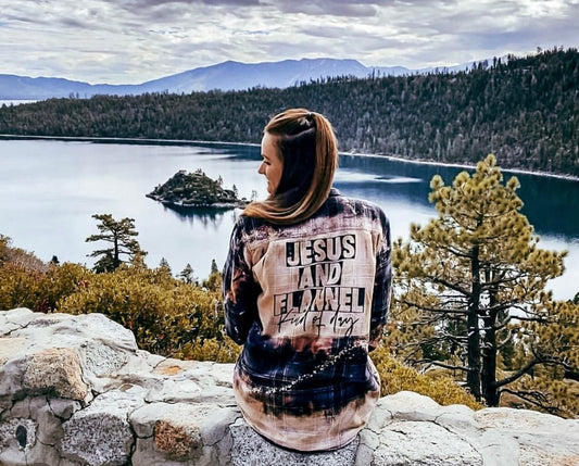 Distressed Bleached Flannel - Christian Flannel - Jesus Flannel - Christian Gift - Trendy Bleached Flannel - Fall Flannel - Flannel - Jacket