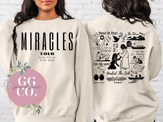 Christian Pullover - Miracles Tour - Jesus Pullover - Trendy Christian Pullover - Christian Gift - Christian Apparel