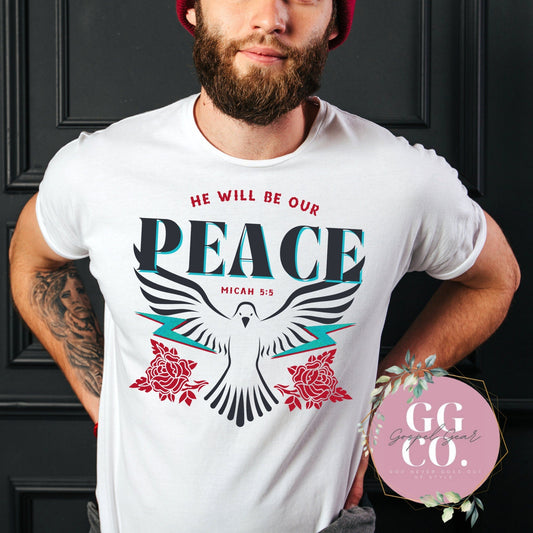 Christian Tee - Our Peace - Bleached Christian Tee - Jesus Tee - Christian Apparel - Bleached Graphic Tee - Christian Gift (2-23)
