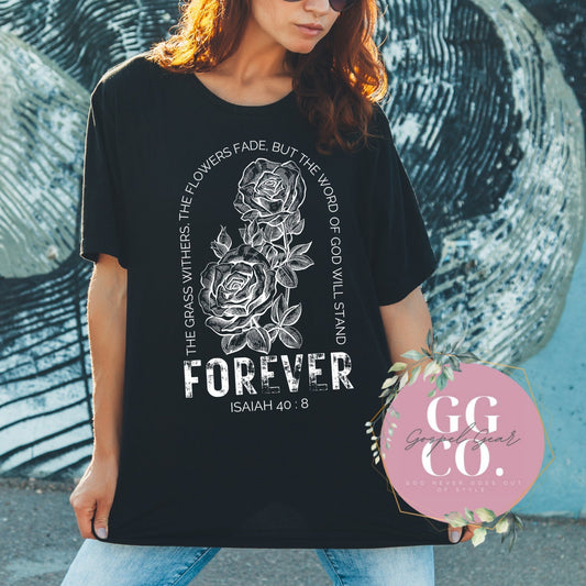 Christian Tee - The Grass Withers - Bleached Christian Tee - Jesus Tee - Christian Apparel - Bleached Graphic Tee - Christian Gift