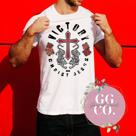 Christian Tee - Victory - Bleached Christian Tee - Jesus Tee - Christian Apparel - Bleached Graphic Tee - Christian Gift (3-22)