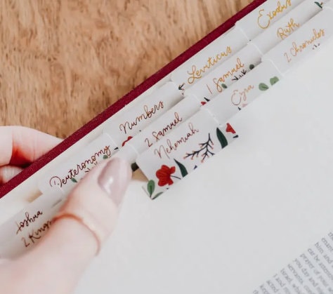 Christian Bible Tabs - Rust Floral Bible Tabs - Christian Gift - Books Of The Bible Tabs - Bible Accessories - Bible Tabs