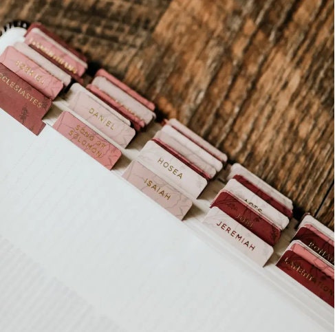 Christian Bible Tabs - Rose Floral Bible Tabs - Christian Gift - Books Of The Bible Tabs - Bible Accessories - Bible Tabs