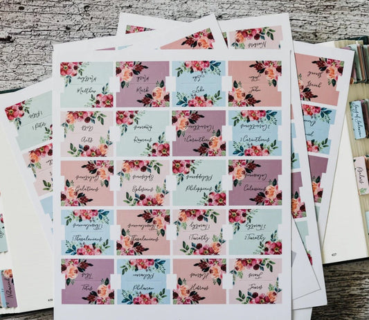 Christian Bible Tabs - Vibrant Floral Bible Tabs - Christian Gift - Books Of The Bible Tabs - Bible Accessories - Bible Tabs