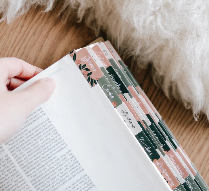 Christian Bible Tabs - Garden Floral Bible Tabs - Christian Gift - Books Of The Bible Tabs - Bible Accessories - Bible Tabs