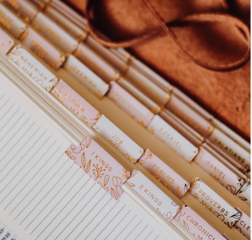 Dusty Rose Quad Scriptures Gold Foil Dusty Rose Bible Tabs - Christian Bible Tabs - Christian Gif ...