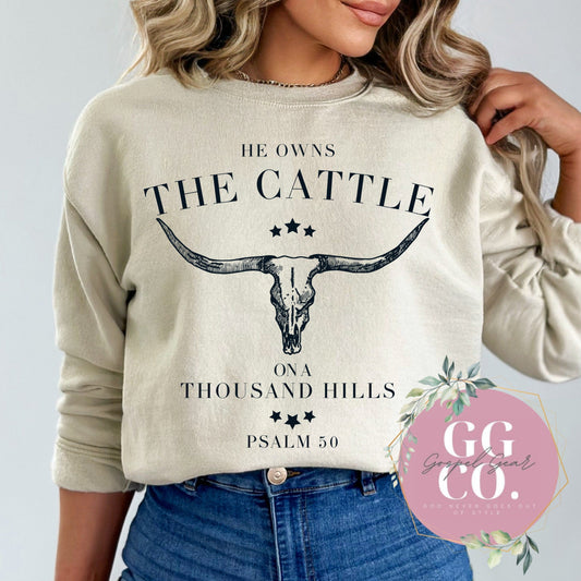 Christian Pullover -He Owns The Cattle - Jesus Pullover - Trendy Christian Pullover - Christian Gift - Christian Apparel (2-1)