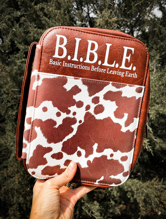 Bible Cover - Animal Print - Christian Bible Case - Western Bible Cover - Leather Bible Cover - Cow Print Bible Cover - Christian Gift
