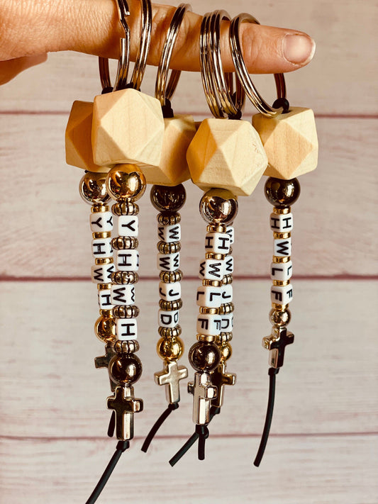 Christian Keychain - Jesus Keychain - YHWH - Keychain - WWJD Beaded Keychain - Religious Keychain - Christian Gift - Keychain Accessories